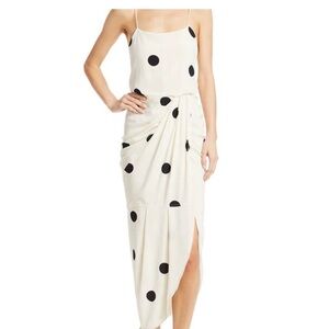 10 Crosby Derek Lam Cream Maxi Slip Dress with Black Polka Dots